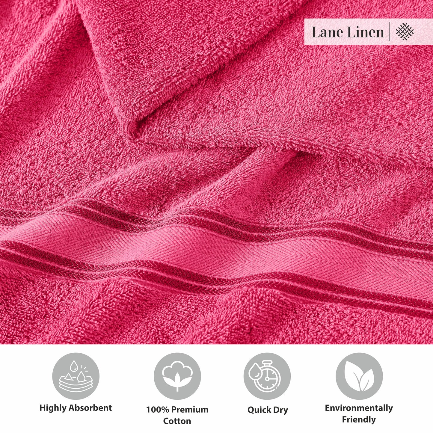 LANE LINEN Luxury Bath Towels Set - 6 Piece 100% CottonBathroom Zero Twist Shower Extra Absorbent Towel Super Soft 2 Hand Wash Cloths White