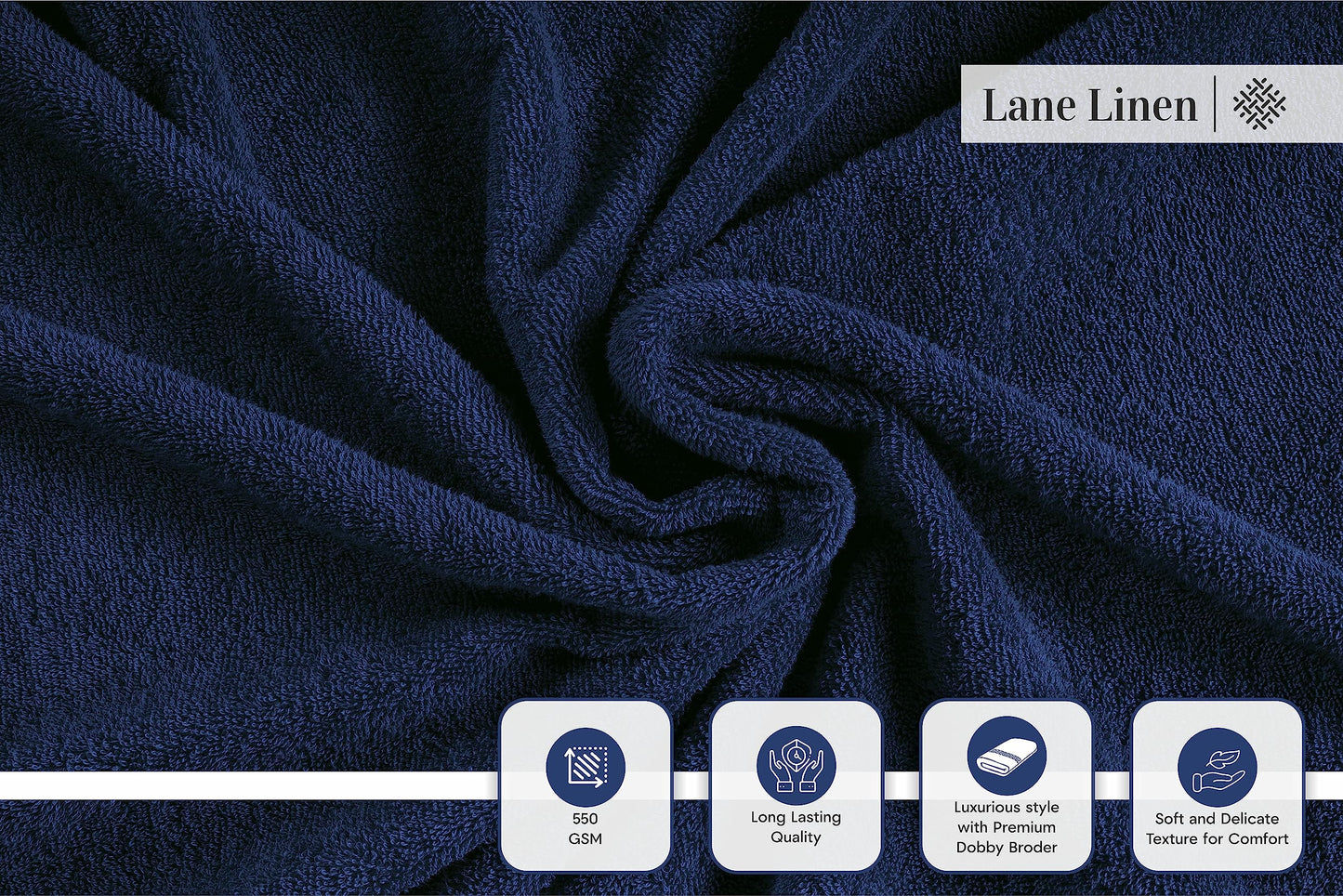 LANE LINEN 100% Cotton Bath Towels for Bathroom Set-Space Grey Bath Towel Set, 2 Luxury Bath Towels Extra Large, 4 Space Grey Hand Towels for Bathroom and 4 Washcloths Sets- 10 PC Bathroom Towels Set