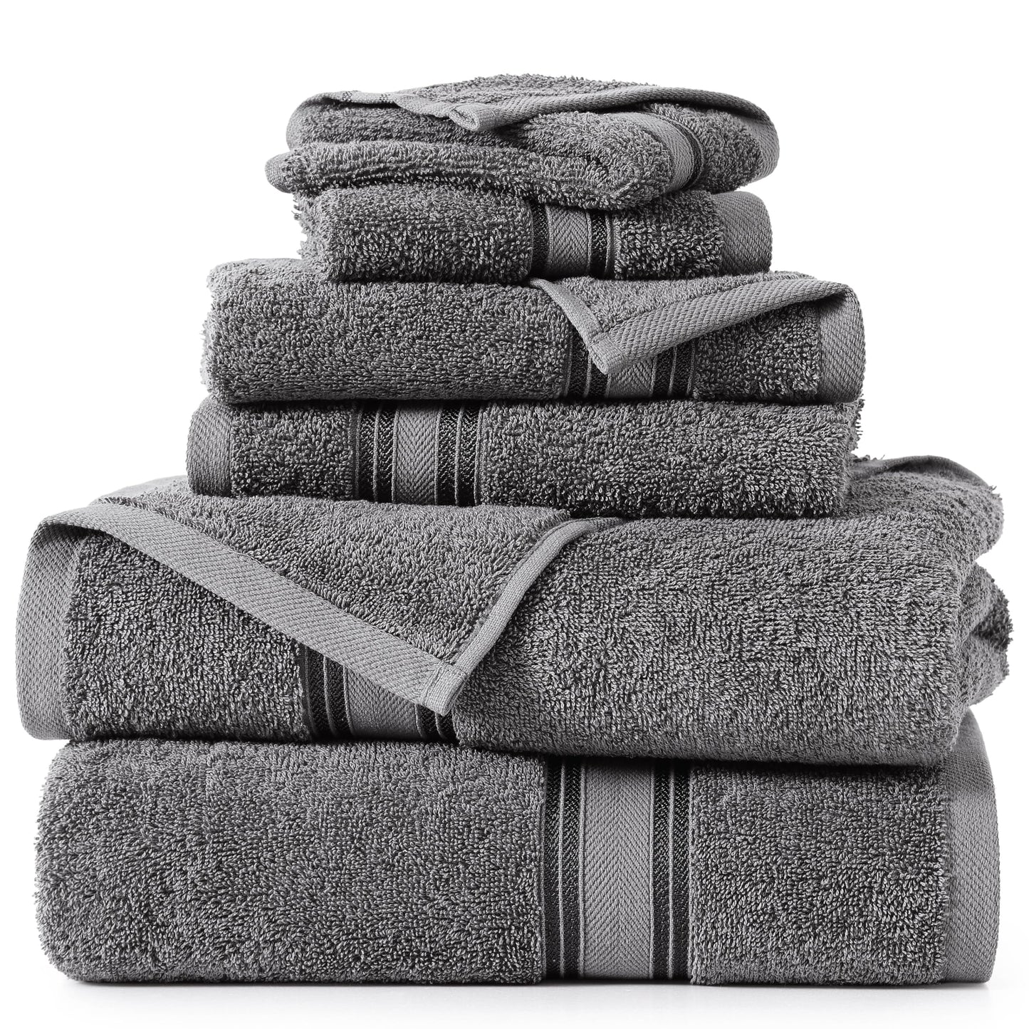 LANE LINEN Luxury Bath Towels Set - 6 Piece 100% CottonBathroom Zero Twist Shower Extra Absorbent Towel Super Soft 2 Hand Wash Cloths White