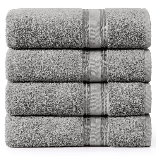 Bath Sheets Towels for Adults- 100% Cotton Extra Large Bath Towels, 4 Piece Bath Sheet Set, Zero Twist, Quick Dry, Highly Absorbent Bath Towels for Bathroom Set, Hotel Spa Quality, 35 x 66 inch - Grey