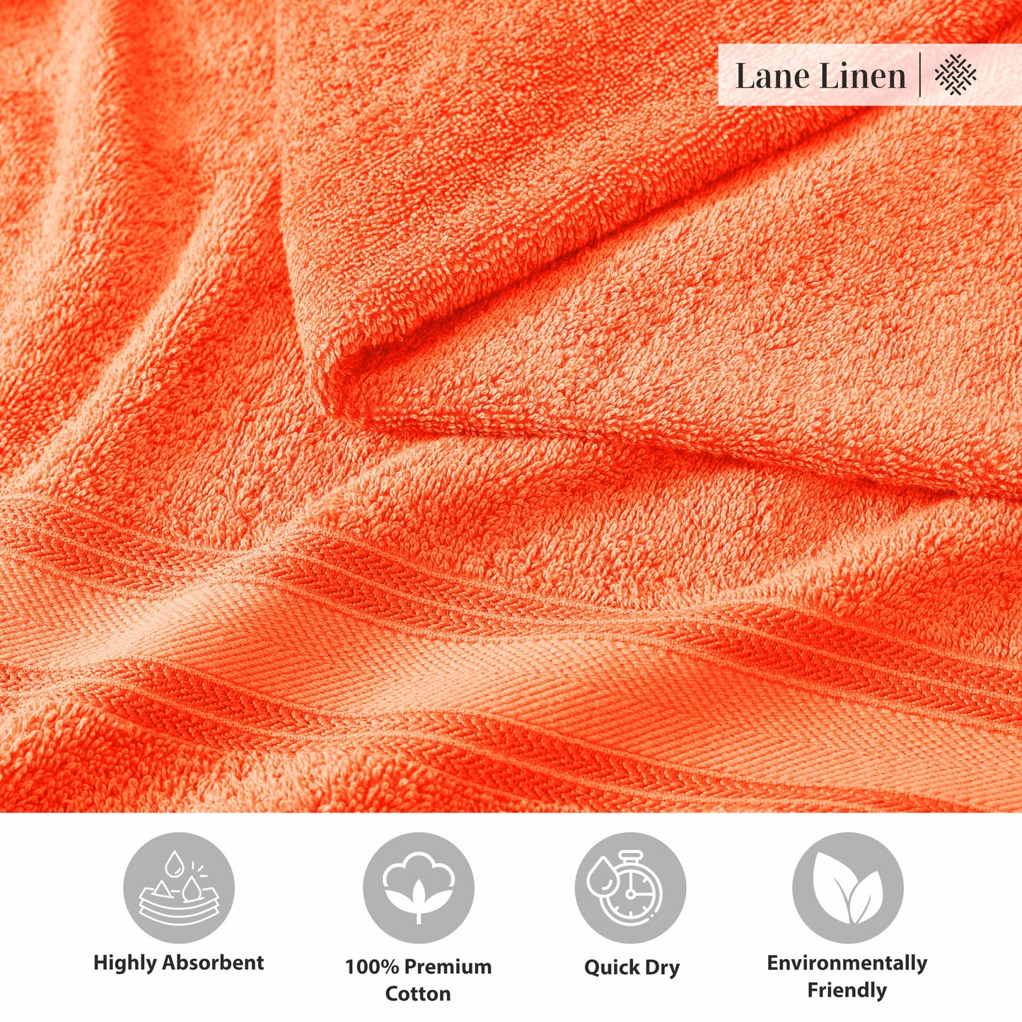 LANE LINEN Luxury Bath Towels Set - 6 Piece 100% CottonBathroom Zero Twist Shower Extra Absorbent Towel Super Soft 2 Hand Wash Cloths White