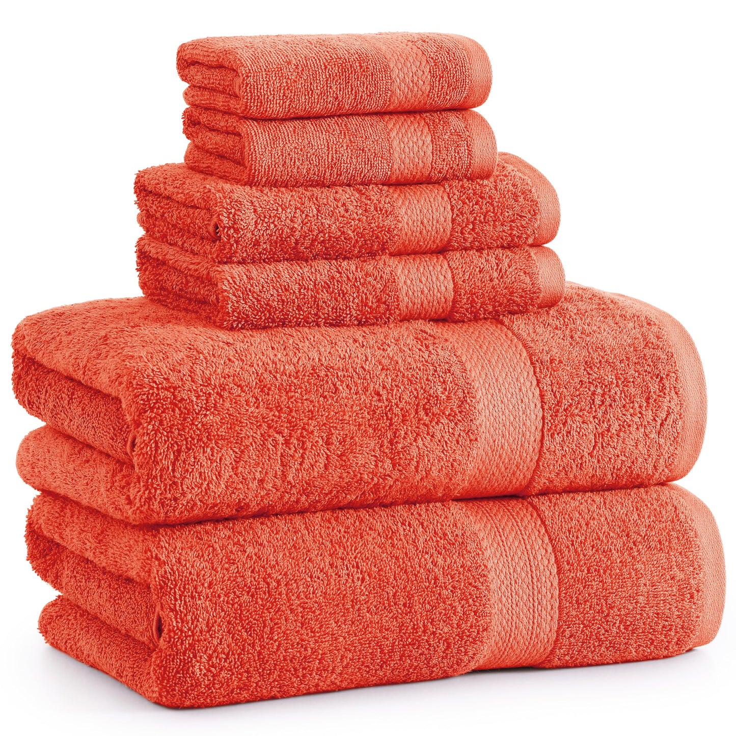 6 Piece Bath Towel Set - 100% Cotton Bathroom Towels, Extra Large Bath Towels, Hotel Towels, 2 Bath Towels Bathroom Sets, 2 Hand Towel for Bathroom, 2 Wash Cloths for Your Body and face - Rust