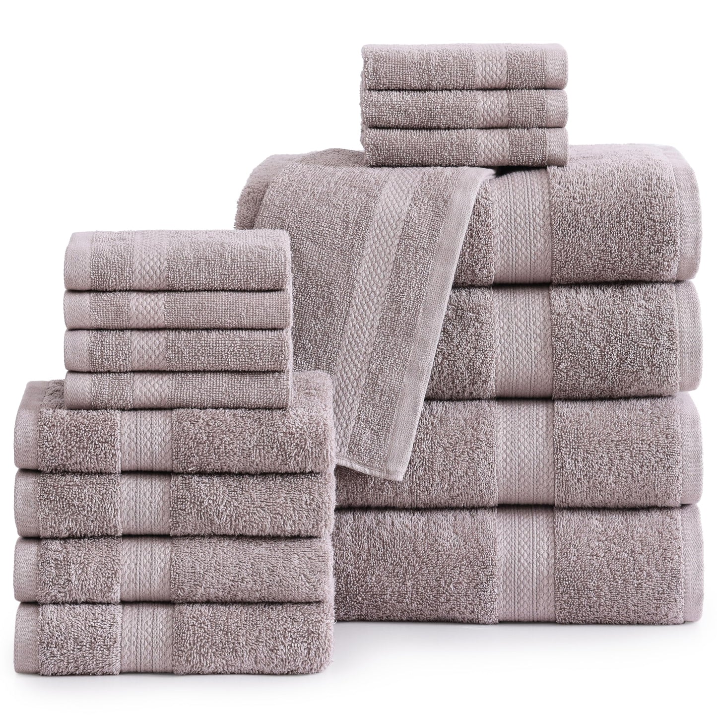 LANE LINEN 100% Cotton Bath Towels for Bathroom Set-Space Grey Bath Towel Set, 2 Luxury Bath Towels Extra Large, 4 Space Grey Hand Towels for Bathroom and 4 Washcloths Sets- 10 PC Bathroom Towels Set