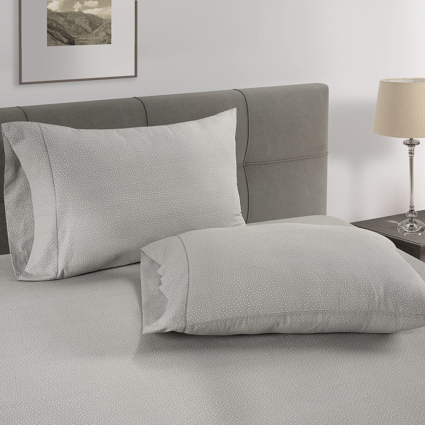 Lane Linen 100% Organic Cotton Fitted Sheet Queen Size only, 3-Piece Set (1 Fitted Sheet, 2 Pillowcases), Percale Weave, Cotton Sheet, Soft, Breathable, Fits Mattress Upto 15' Deep - White