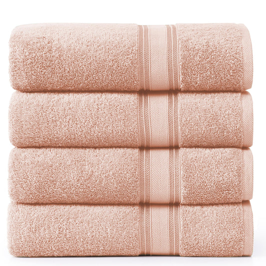 LANE LINEN Large Bath Towels - 100% Cotton Bath Sheets, Extra Large Bath Towels, Zero Twist, 4 Piece Bath Sheet Set, Quick Dry, Super Soft Shower Towels, Absorbent Bathroom Towels - Pearl Blush