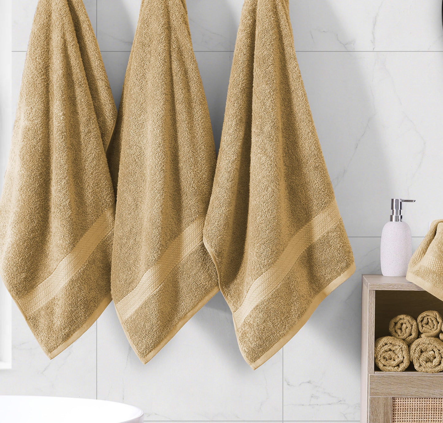 6 Piece Bath Towel Set - 100% Cotton Bathroom Towels, Extra Large Bath Towels, Hotel Towels, 2 Bath Towels Bathroom Sets, 2 Hand Towel for Bathroom, 2 Wash Cloths for Your Body and face - Rust