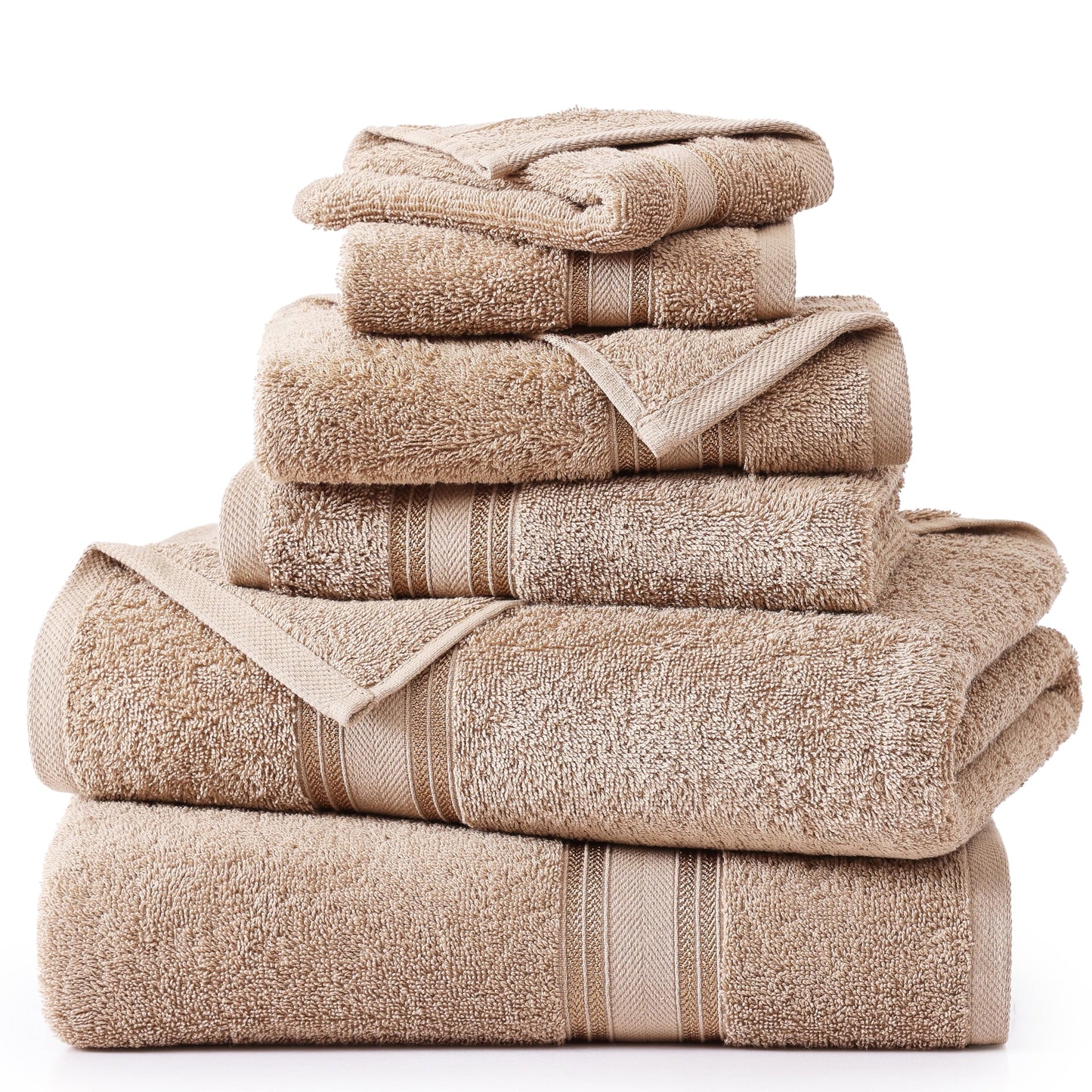 LANE LINEN Luxury Bath Towels Set - 6 Piece 100% CottonBathroom Zero Twist Shower Extra Absorbent Towel Super Soft 2 Hand Wash Cloths White