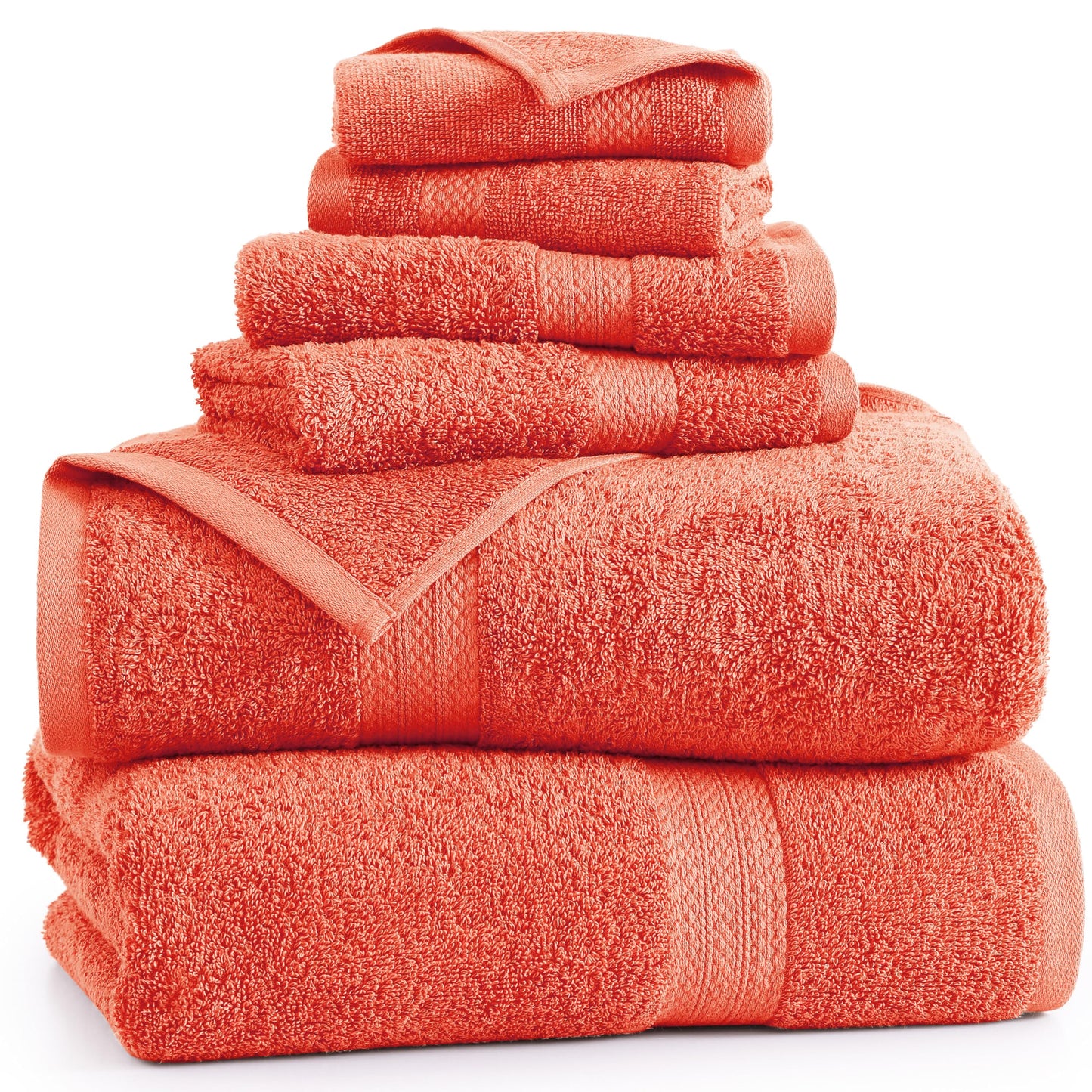 6 Piece Bath Towel Set - 100% Cotton Bathroom Towels, Extra Large Bath Towels, Hotel Towels, 2 Bath Towels Bathroom Sets, 2 Hand Towel for Bathroom, 2 Wash Cloths for Your Body and face - Rust