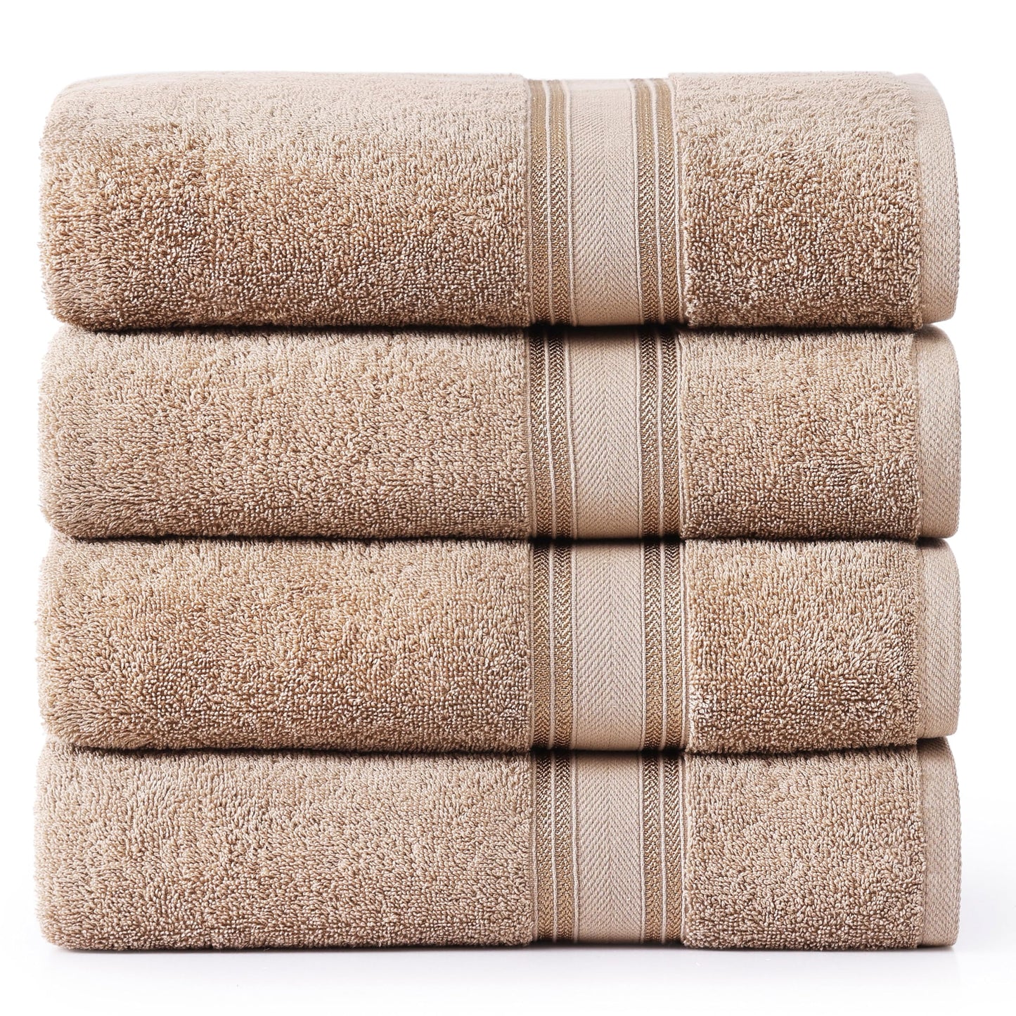 Bath Sheets - 100% Cotton Extra Large Bath Towels, 4 Piece Bath Sheet Set, Zero Twist, Quick Dry, Super Soft Shower Towels, Highly Absorbent Bathroom Towels, Hotel Spa Quality, 35 x 66 inch - Taupe