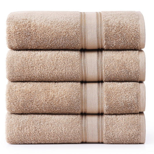 Bath Sheets - 100% Cotton Extra Large Bath Towels, 4 Piece Bath Sheet Set, Zero Twist, Quick Dry, Super Soft Shower Towels, Highly Absorbent Bathroom Towels, Hotel Spa Quality, 35 x 66 inch - Taupe