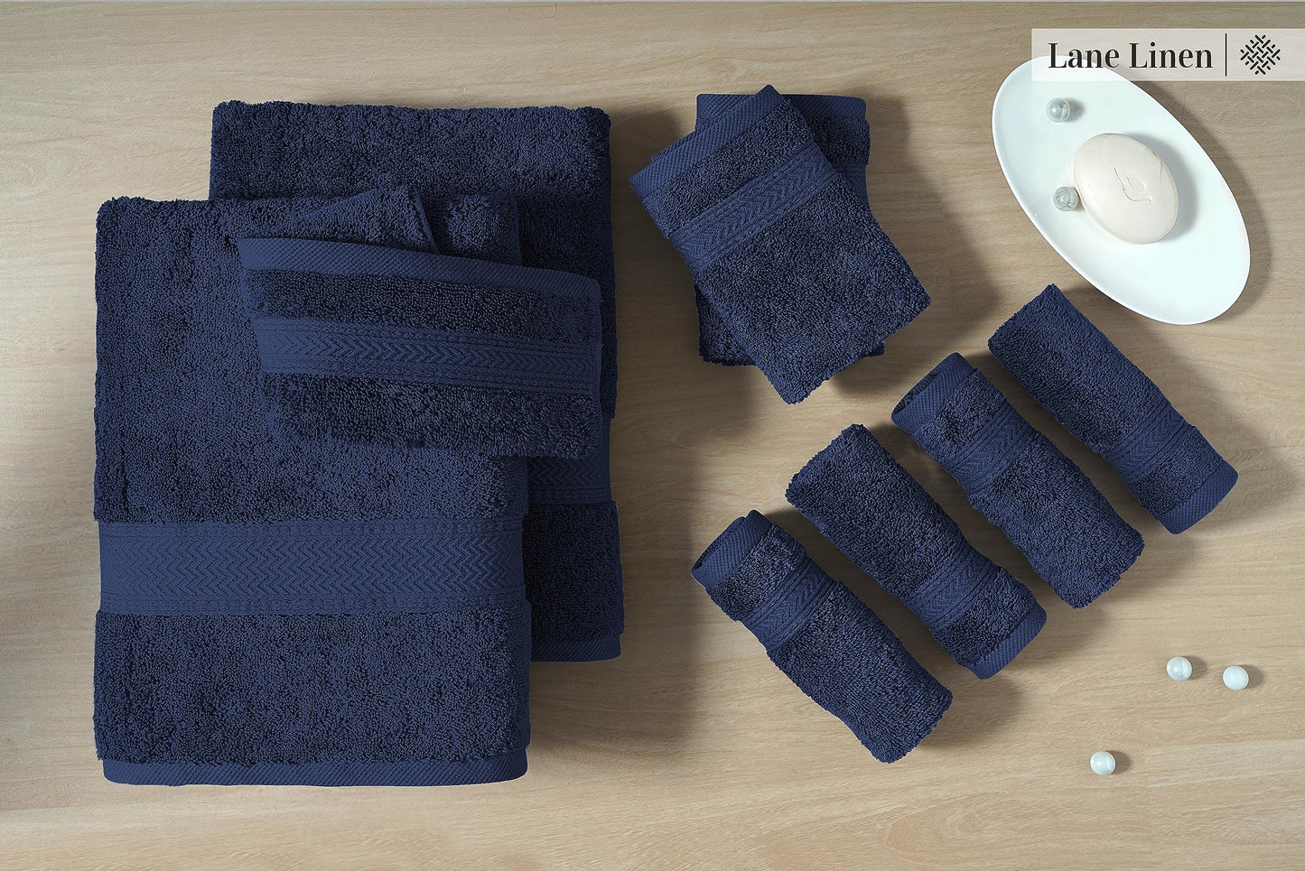 LANE LINEN 100% Cotton Bath Towels for Bathroom Set-Space Grey Bath Towel Set, 2 Luxury Bath Towels Extra Large, 4 Space Grey Hand Towels for Bathroom and 4 Washcloths Sets- 10 PC Bathroom Towels Set