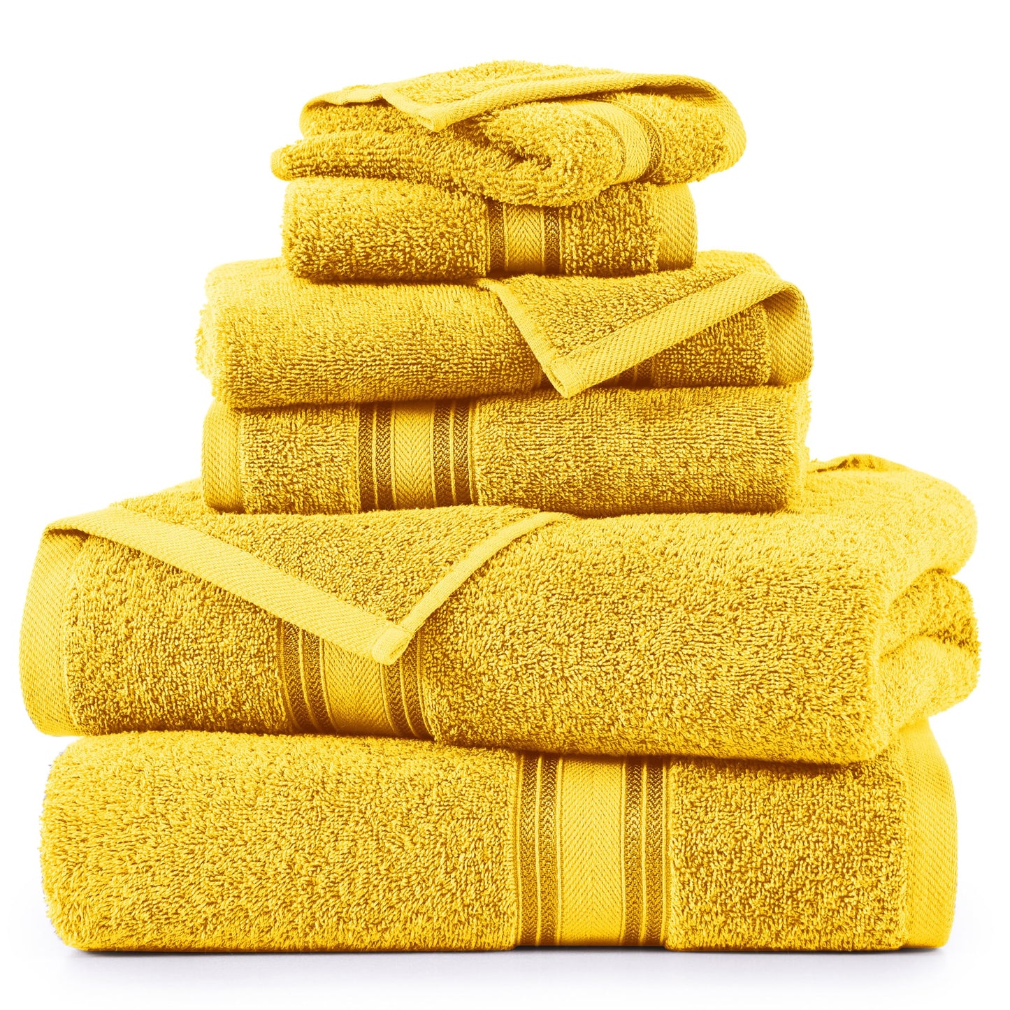 LANE LINEN Luxury Bath Towels Set - 6 Piece 100% CottonBathroom Zero Twist Shower Extra Absorbent Towel Super Soft 2 Hand Wash Cloths White