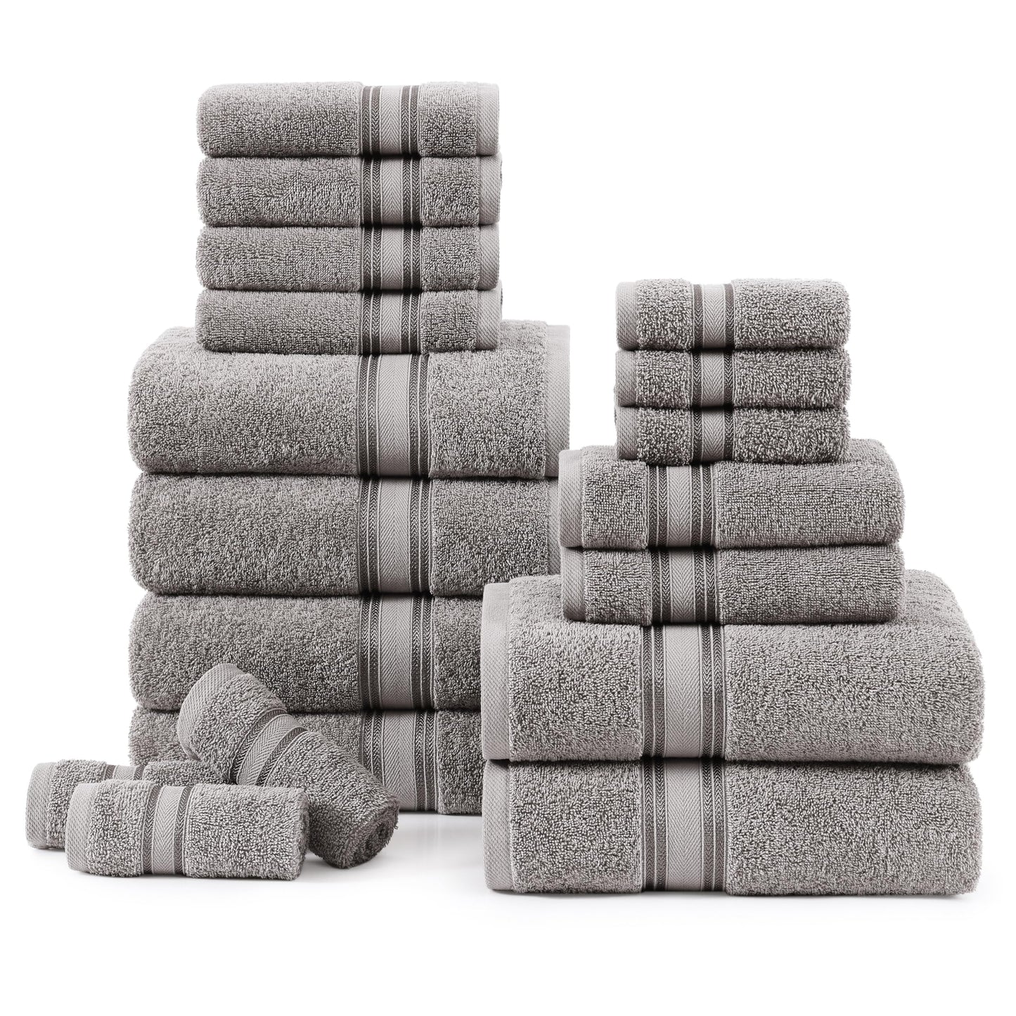 LANE LINEN Luxury Bath Towels Set - 6 Piece 100% CottonBathroom Zero Twist Shower Extra Absorbent Towel Super Soft 2 Hand Wash Cloths White