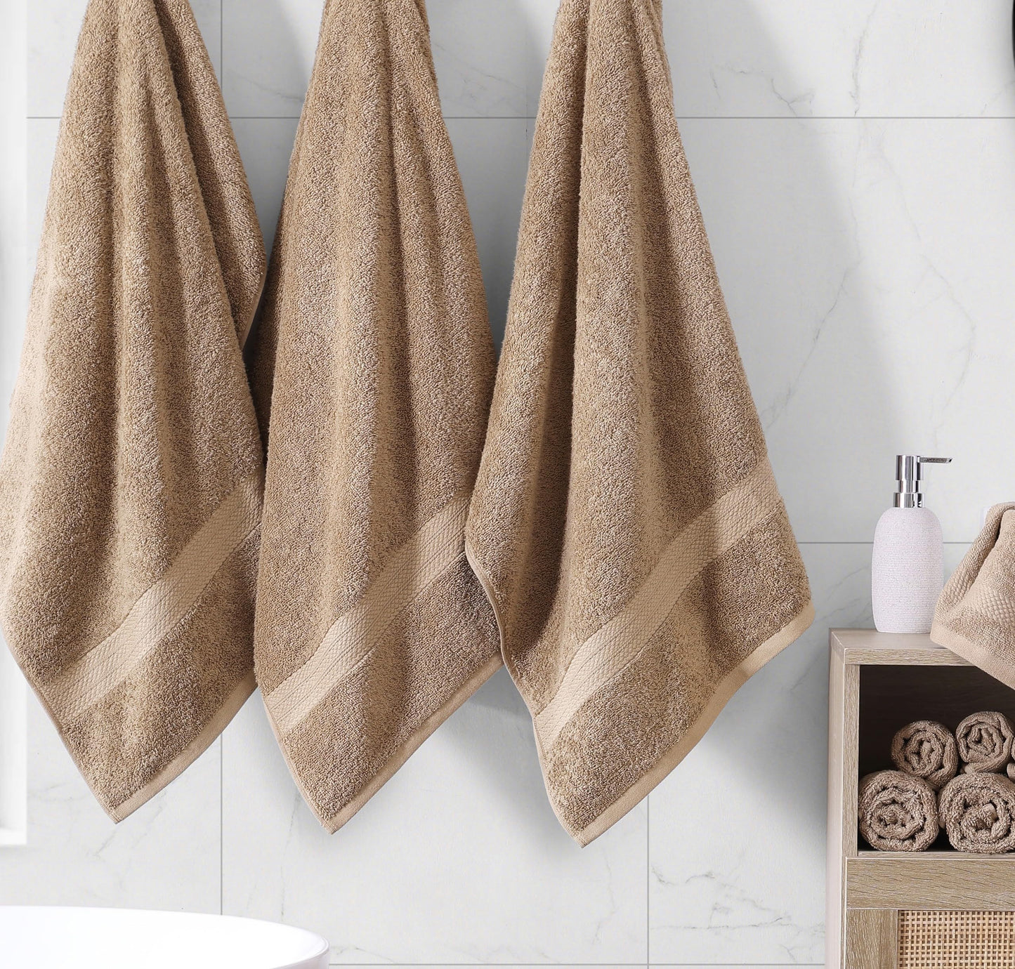 6 Piece Bath Towel Set - 100% Cotton Bathroom Towels, Extra Large Bath Towels, Hotel Towels, 2 Bath Towels Bathroom Sets, 2 Hand Towel for Bathroom, 2 Wash Cloths for Your Body and face - Rust