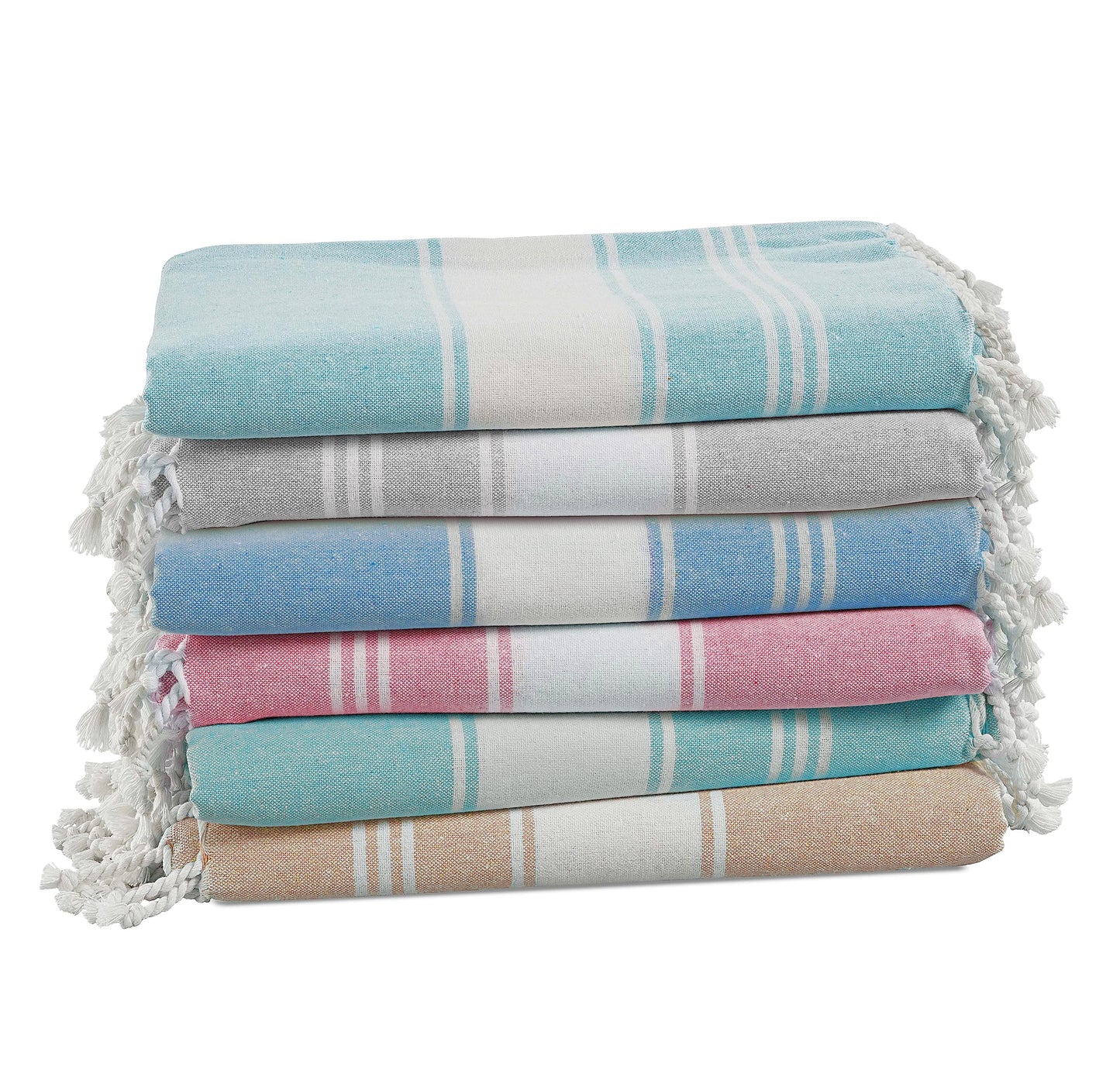 Lane Linen Beach Towels 6 Pack, 100% Cotton Oversized Beach Towel, Pre-Washed Large Beach Towel, Stylish Pool Towels For Adults, Quick Dry Beach Towel, Lightweight Travel Towel, 39"x71" - Multi Colors