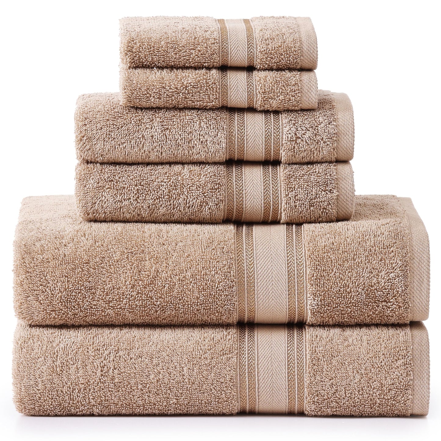 LANE LINEN Luxury Bath Towels Set - 6 Piece 100% CottonBathroom Zero Twist Shower Extra Absorbent Towel Super Soft 2 Hand Wash Cloths White