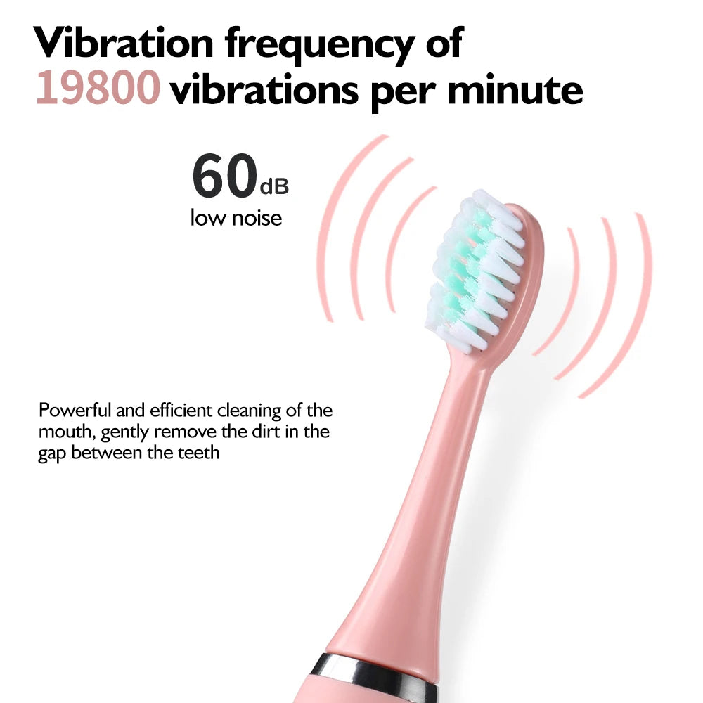 Children's Electric Toothbrush Sonic Toothbrush Soft Bristled Cartoon Toothbrush 4 Mode Waterproof Kids With Cleaning brush