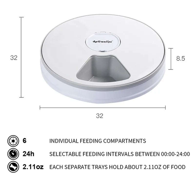 Pet Automatic Feeder Food Timing Dispenser Portion Control Detachable Dogs Cats Anti Slip With Voice Recorder Dry Wet Food