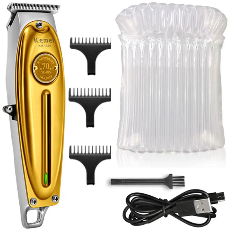 Kemei 1949 Hair Clipper Finishing Hair Cutting Machine Electric Barber Full Metal Professional Cordless Beard Hair Trimmer Men