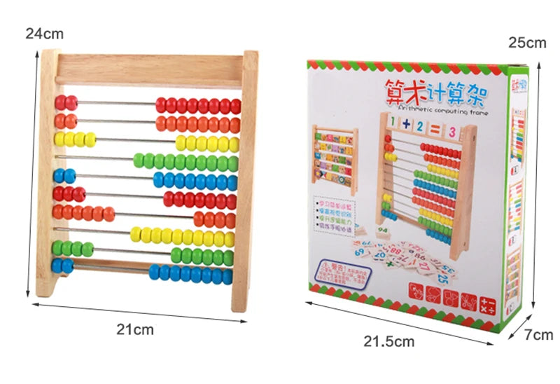 Wooden Abacus Educational Math Toy Children Rainbow Counting Beads Numbers Arithmetic Calculation Puzzle Montessori Learning Toy