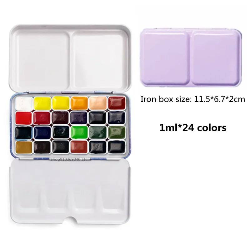 Schmincke College-level Watercolor 24 Colors 1ML Paint Sub-pack Portable Watercolor Metal Box Painter Painting Art Supplies