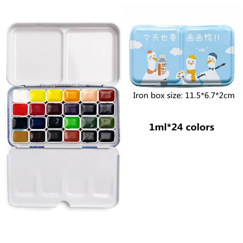 Schmincke College-level Watercolor 24 Colors 1ML Paint Sub-pack Portable Watercolor Metal Box Painter Painting Art Supplies