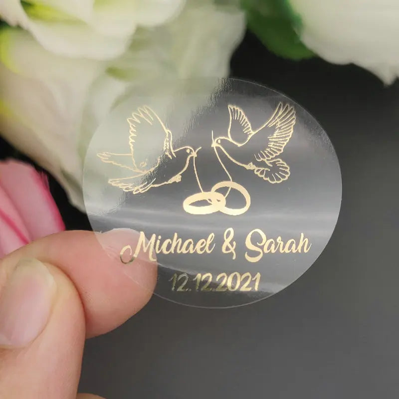 5CM Custom Name Wedding Sticker Personalized Design Your Label Candy Gift Box Birthday Party Seal Sticker Self-adhesive 50PCS