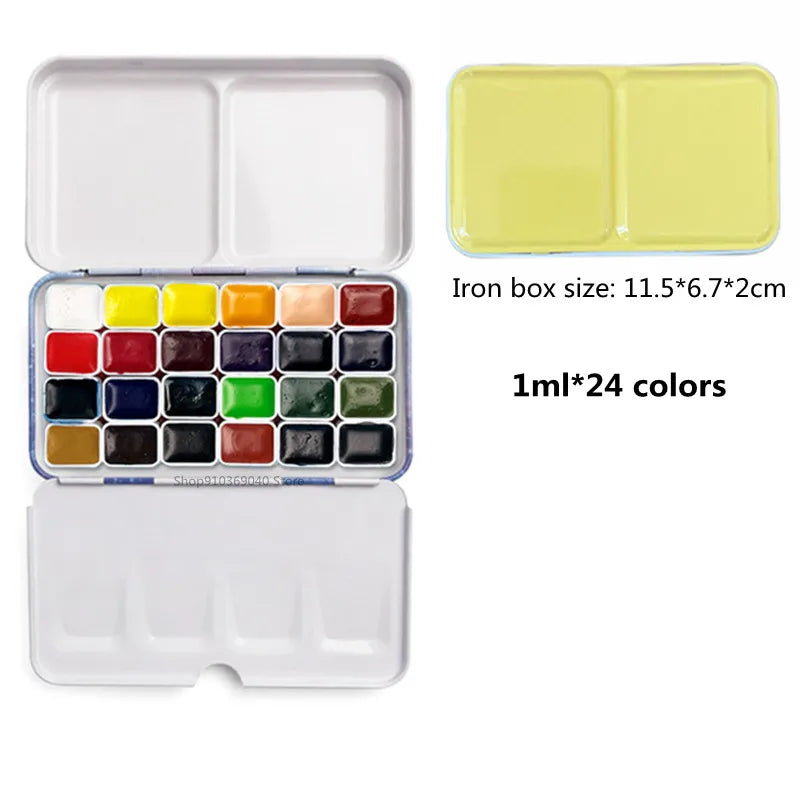 Schmincke College-level Watercolor 24 Colors 1ML Paint Sub-pack Portable Watercolor Metal Box Painter Painting Art Supplies