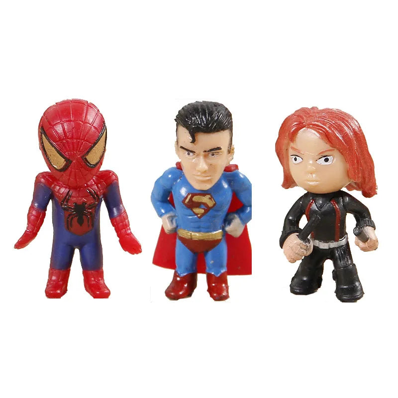 12 Pcs/Set New Q Avengers Mini Figures Hulk Thor Spider Man Action Figure Toys Superhero Model Toys For Children Christmas Gifts