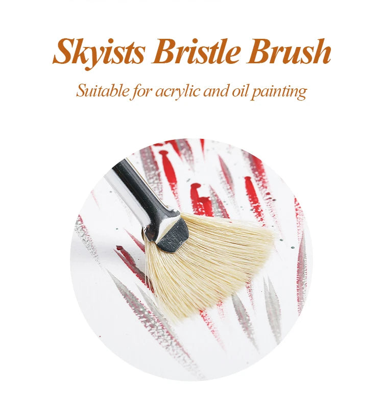 Skyists 2-20# Fan-shaped Brush Paint Brush Drawing White Pig Bristles Professional Oil Acrylic Painting Brush Set Painting