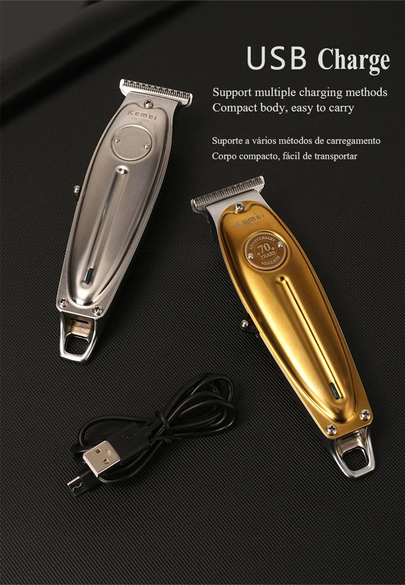 Kemei 1949 Hair Clipper Finishing Hair Cutting Machine Electric Barber Full Metal Professional Cordless Beard Hair Trimmer Men