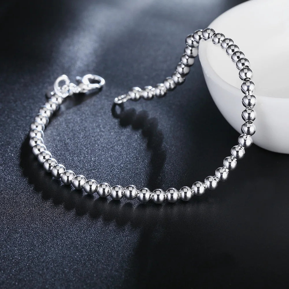 Hot Pretty Holiday gift 925 Sterling silver charms 4MM beads Bracelets for woman Popular brands jewelry fashion Wedding party