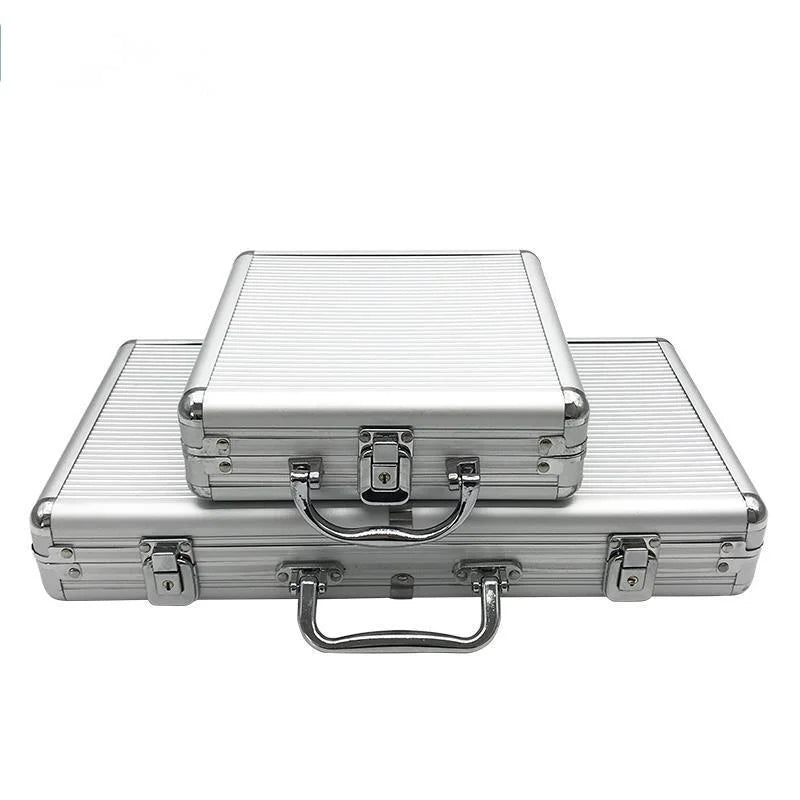 Portable 100/300 Suitcase Poker Set Chips Box Non-slip Mat Aluminum Suitcase Texas Playing Card Chips Box Entertainment