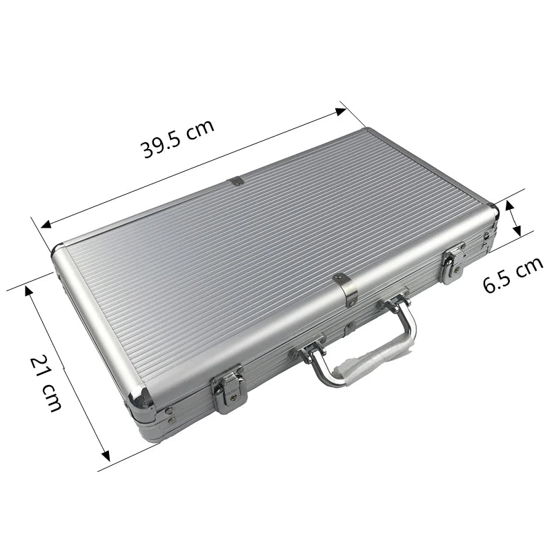 Portable 100/300 Suitcase Poker Set Chips Box Non-slip Mat Aluminum Suitcase Texas Playing Card Chips Box Entertainment