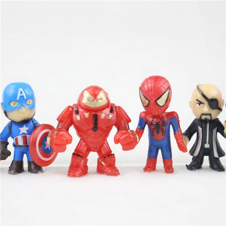 12 Pcs/Set New Q Avengers Mini Figures Hulk Thor Spider Man Action Figure Toys Superhero Model Toys For Children Christmas Gifts