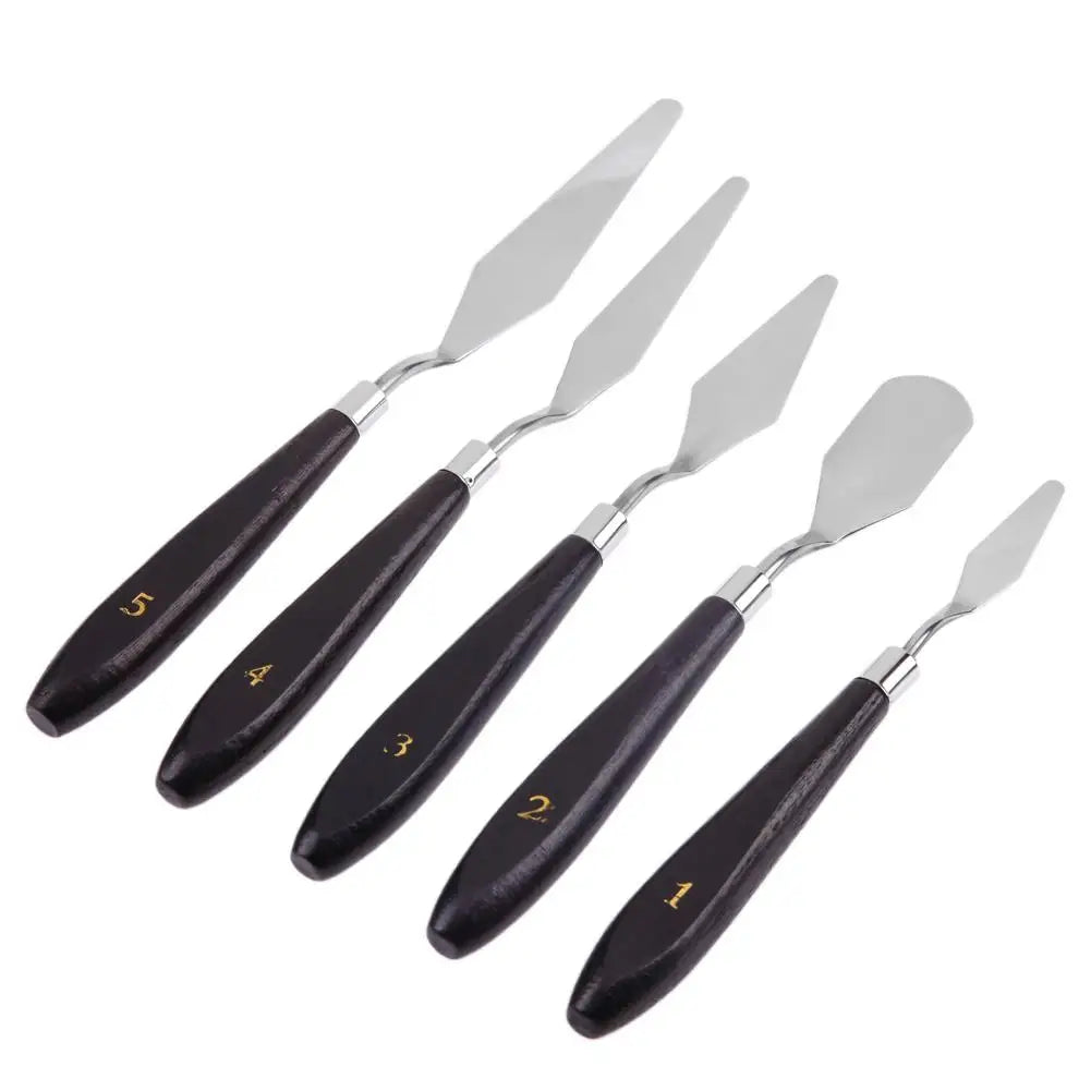 5pcs Painting Knife Spatula Palette Stainless Steel Arts Drawing Blades Kits Gouache Paint Craft Supplies for Artist Canvas