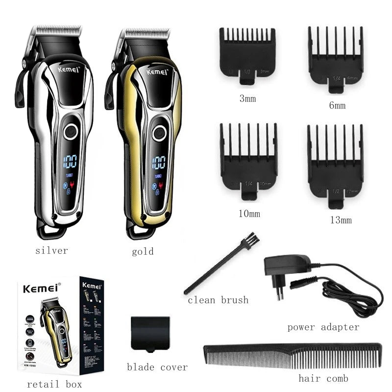 Original Kemei Barber Cordless Professional Hair Clipper For Men Beard Hair Trimmer Rechargeable Lithium Haircut Two Speed Motor