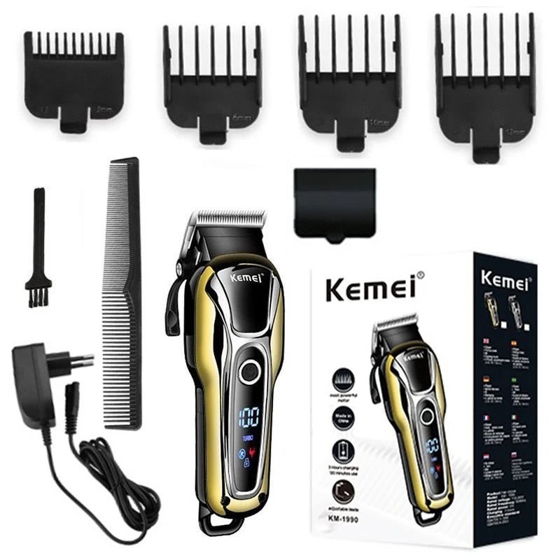 Original Kemei Barber Cordless Professional Hair Clipper For Men Beard Hair Trimmer Rechargeable Lithium Haircut Two Speed Motor