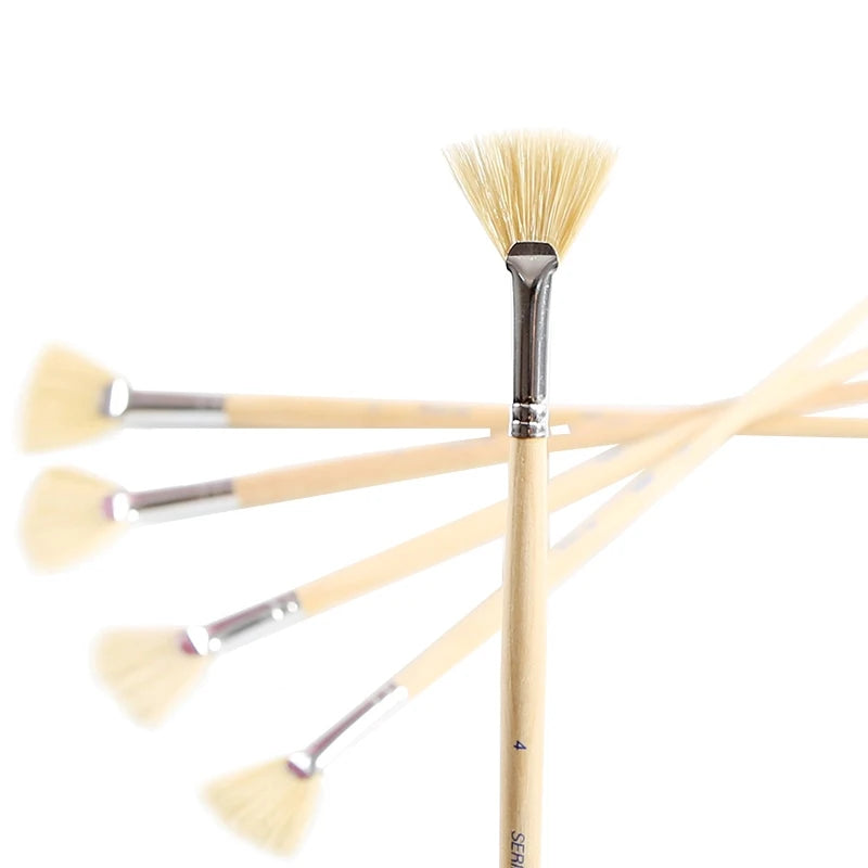 Skyists 2-20# Fan-shaped Brush Paint Brush Drawing White Pig Bristles Professional Oil Acrylic Painting Brush Set Painting