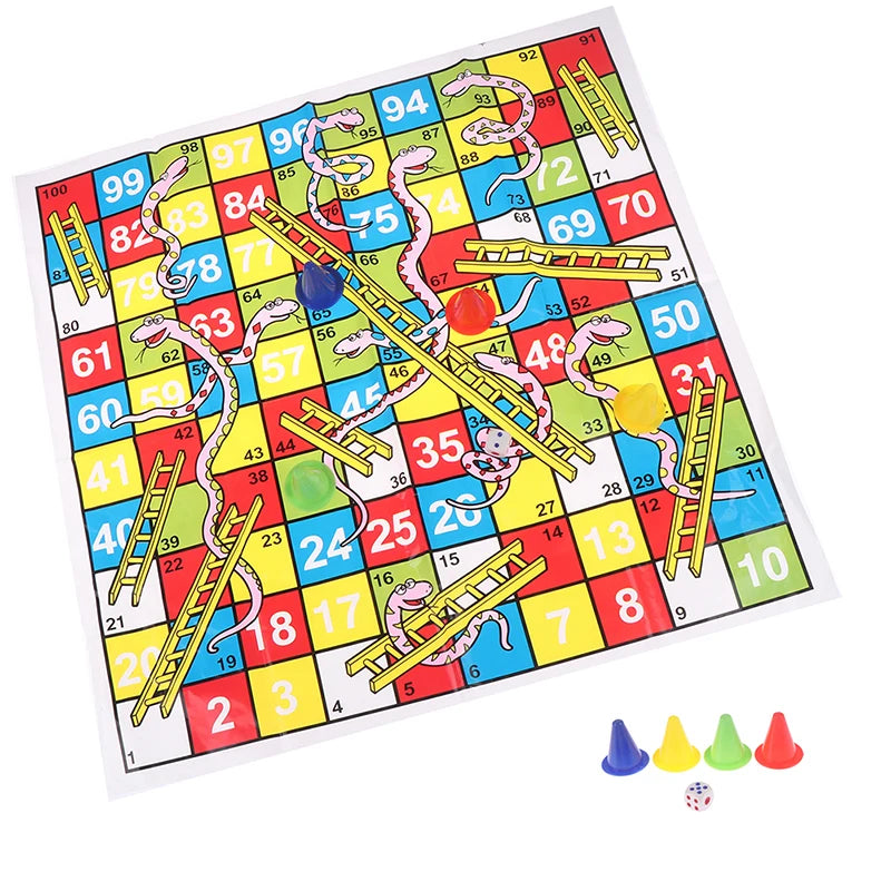 Hot！1Set Snake Ladder Educational Kids Children Toys Interesting Board Game Set Portable Flying Chess Board Family Board Game