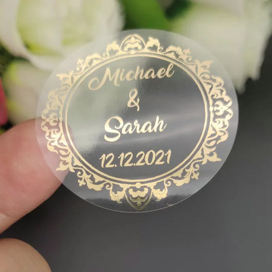 5CM Custom Name Wedding Sticker Personalized Design Your Label Candy Gift Box Birthday Party Seal Sticker Self-adhesive 50PCS