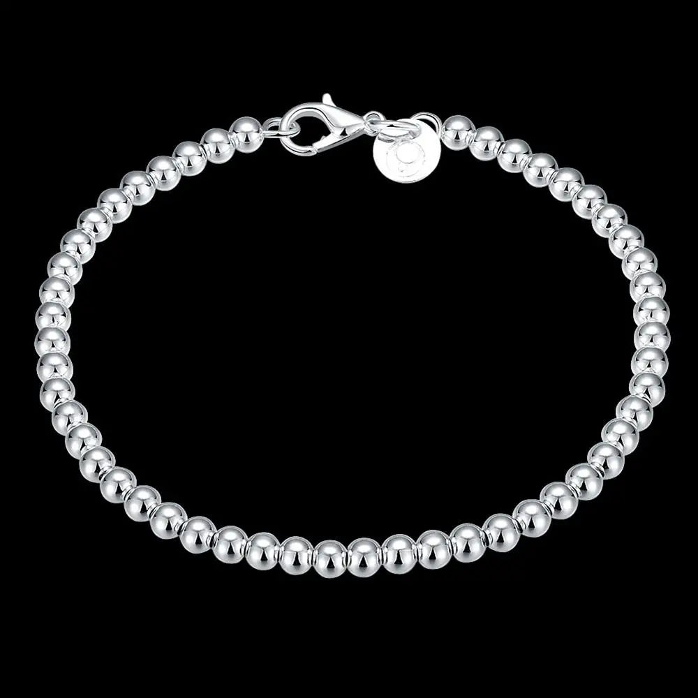 Hot Pretty Holiday gift 925 Sterling silver charms 4MM beads Bracelets for woman Popular brands jewelry fashion Wedding party