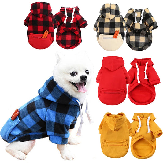 Warm Winter Dog Clothes Coat For Small Medium Large Dogs Hoodies Pet Clothes with Pocket Chihuahua French Bulldog Pug Clothing