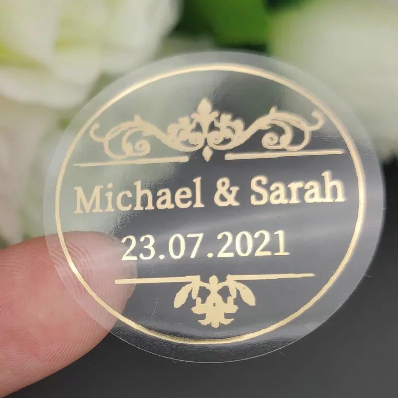 5CM Custom Name Wedding Sticker Personalized Design Your Label Candy Gift Box Birthday Party Seal Sticker Self-adhesive 50PCS