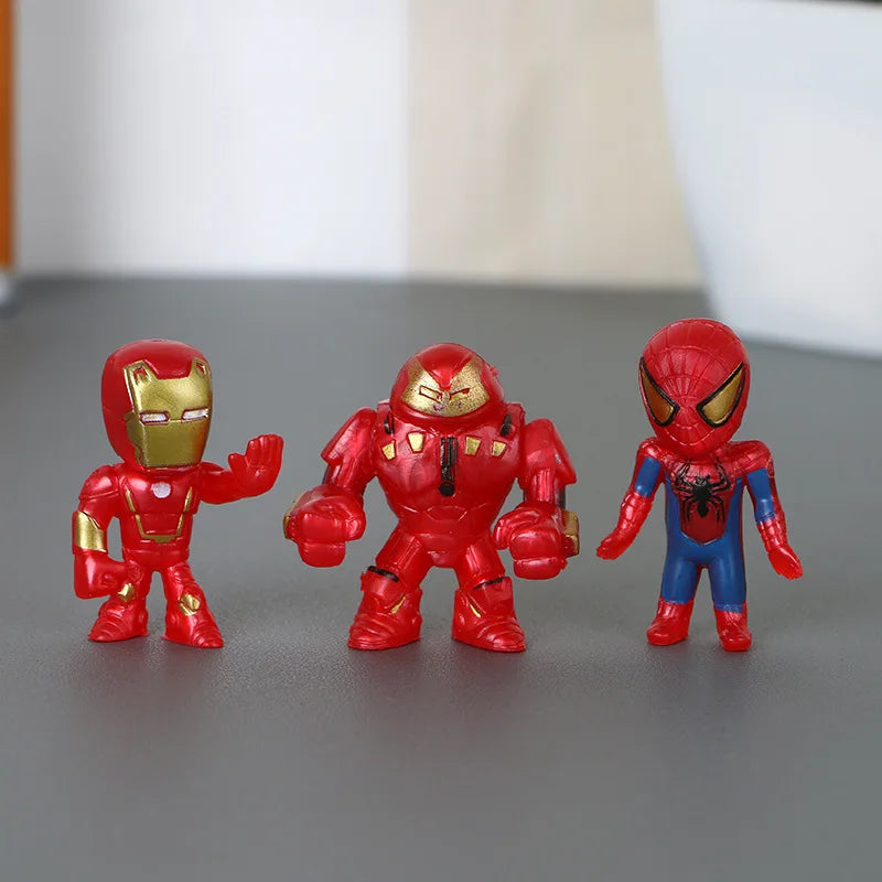 12 Pcs/Set New Q Avengers Mini Figures Hulk Thor Spider Man Action Figure Toys Superhero Model Toys For Children Christmas Gifts