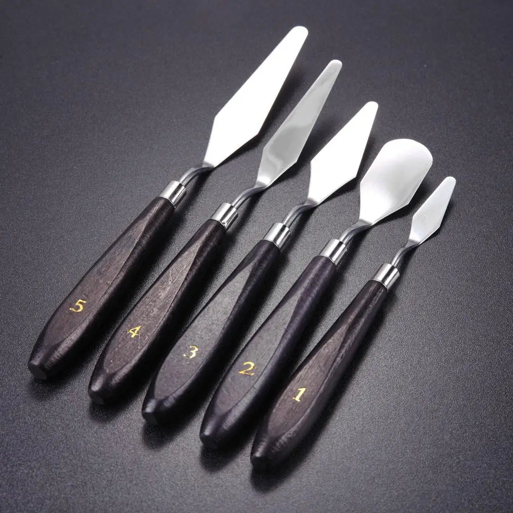 5pcs Painting Knife Spatula Palette Stainless Steel Arts Drawing Blades Kits Gouache Paint Craft Supplies for Artist Canvas