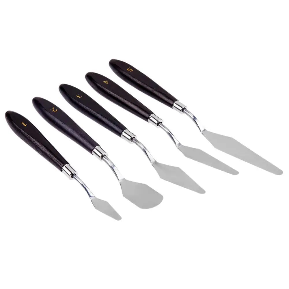5pcs Painting Knife Spatula Palette Stainless Steel Arts Drawing Blades Kits Gouache Paint Craft Supplies for Artist Canvas