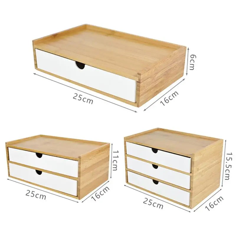 1-3 Layer Bamboo Storage Box Sundries Cosmetic Jewelry Stationery Headset Storage Box Home office hotel Storage Drawers