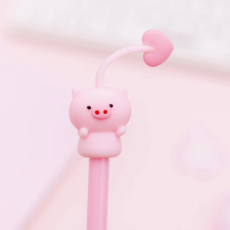 1 Piece Cute Kawaii Gel Pen Pig Rabbit Kitty Hamster Cartoon Animal School Office Supply Stationery Korean Handle Funny