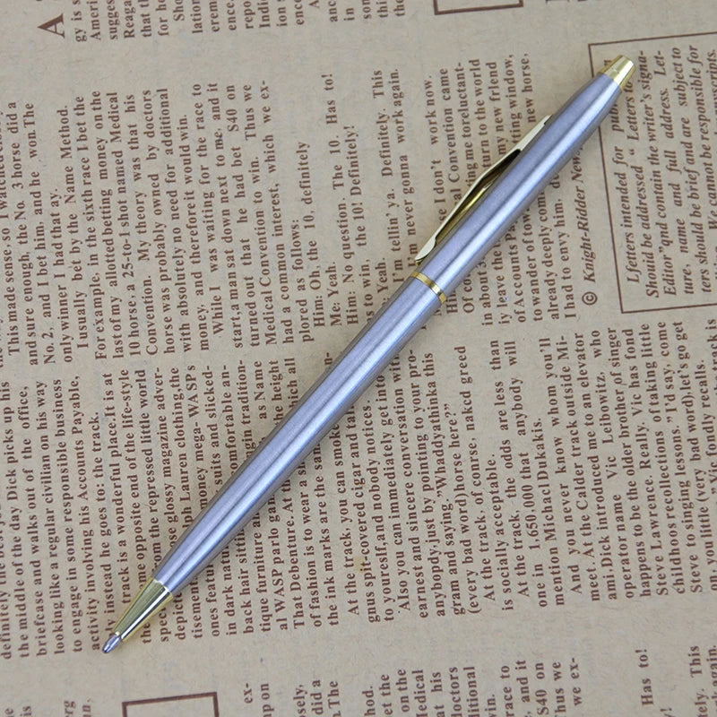 1 Pc New Arrival Stainless Steel Rod Rotating Metal Ballpoint Pen Commercial Ballpoint Pen Gift Stationery